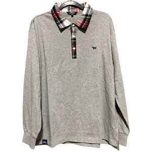 NWT Simply Southern Men's Contrast Long Sleeve‎ Polo Shirt Heather Grey Size XXL